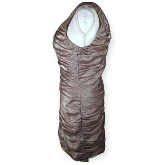 CACHET VINTAGE CHAMPAGNE PLEATED BEADED NECKLINE DRESS. SZ.8 EUC. - Picture 5 of 7